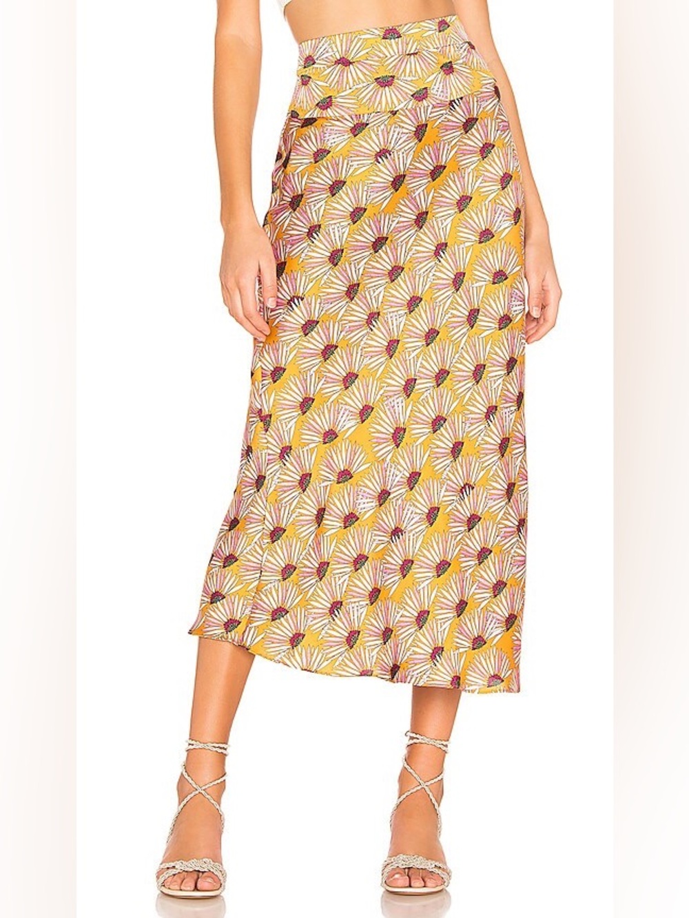 FREE PEOPLE Normani Leopard Print Bias Cut Midi Skirt In Honey